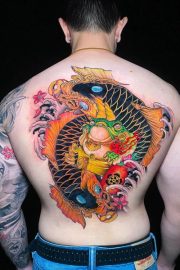 Tattoo Koi yinyang oriental colorr